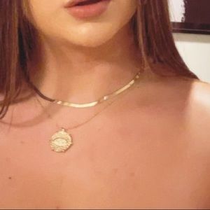 4mm herringbone 14k Gold Chain Necklace